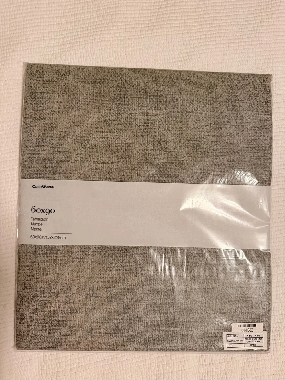 Crate&Barrel Heathered Gray Tablecloth